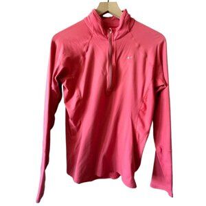 Women's M Nike Dri-Fit Half Zip Pullover Running Jacket in Coral Mock Neck